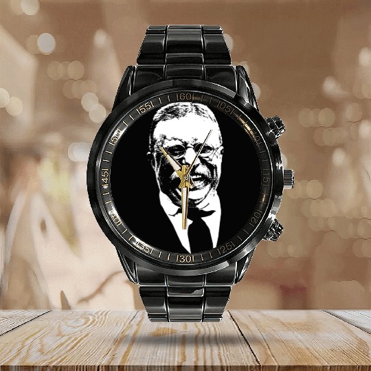 President Teddy Roosevelt Graphic Calendar Steel Band Watch