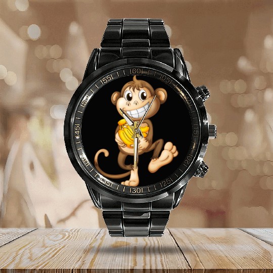 Monkey banana Calendar Steel Band Watch