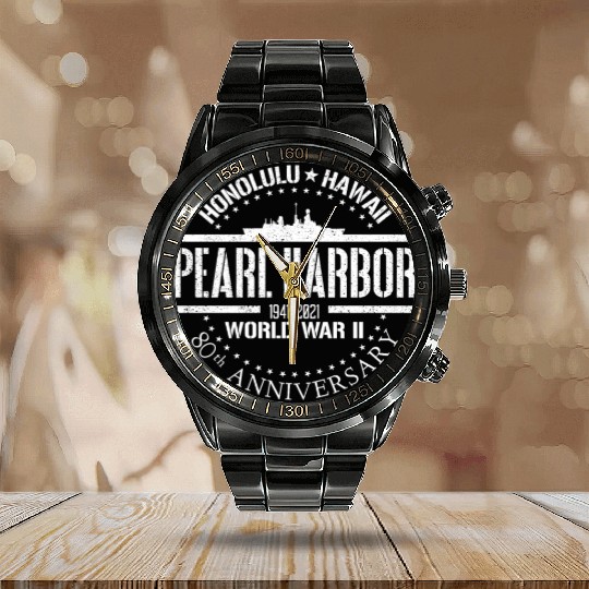 Pearl Harbor 80th Anniversary 1941 World War 2dece Calendar Steel Band Watch