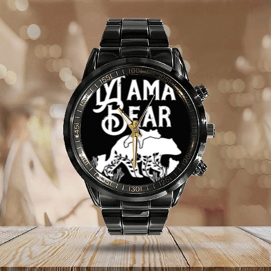Mama Bear Mom Bear 3 cubs Momma Bear Momlife Calendar Steel Band Watch
