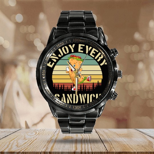 Enjoy Every Sandwich Calendar Steel Band Watch
