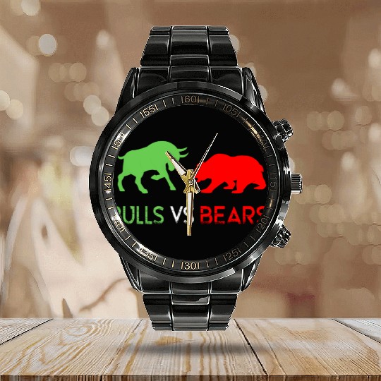 Stock Market trader/FOREX TRADER: Bulls vs. Bears Calendar Steel Band Watch