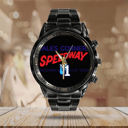 Hales Corners Speedway Calendar Steel Band Watch