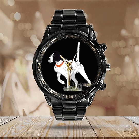Bird Hunting Hunter English Pointer Dog Calendar Steel Band Watch
