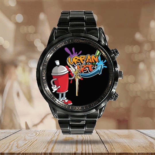Graffiti Red Calendar Steel Band Watch