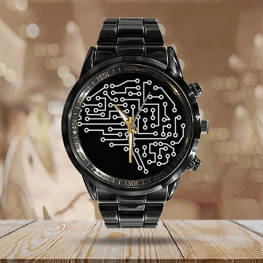 Machine Learning AI Data Science Heartbeat Data Calendar Steel Band Watch
