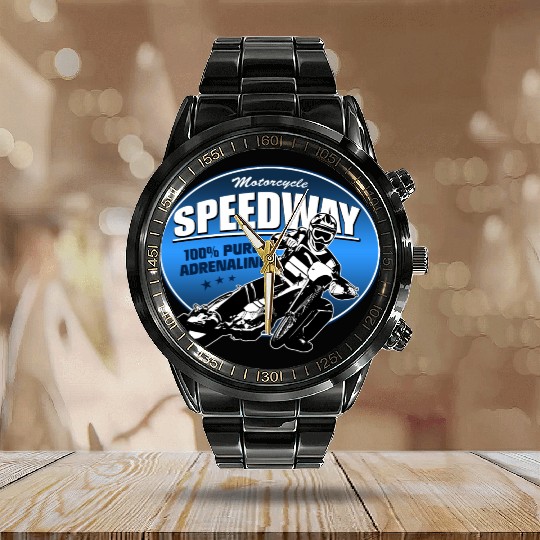 Motorcycle Speedway Racing Calendar Steel Band Watch
