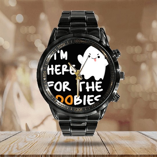 I'm Here For the Boobies Funny Baby Halloween Calendar Steel Band Watch