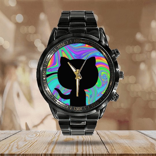 Psychedelic Github Calendar Steel Band Watch
