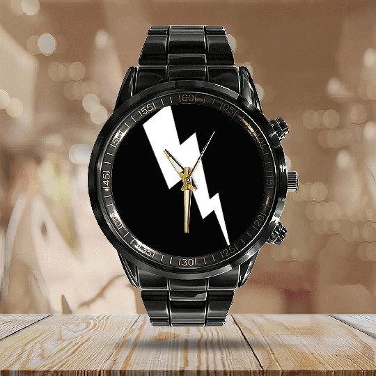 zeus lightening bolt Calendar Steel Band Watch