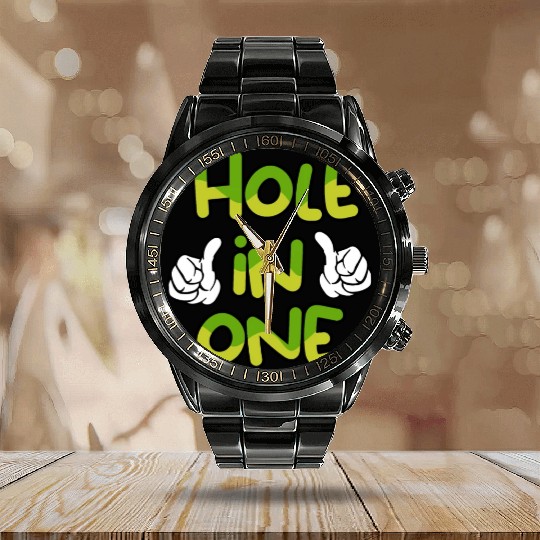 Hole In One Matching Dad and Son Calendar Steel Band Watch