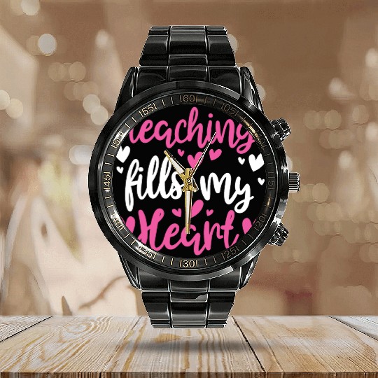 His and Her Valentine Gift Teacher Teaching Fills Calendar Steel Band Watch