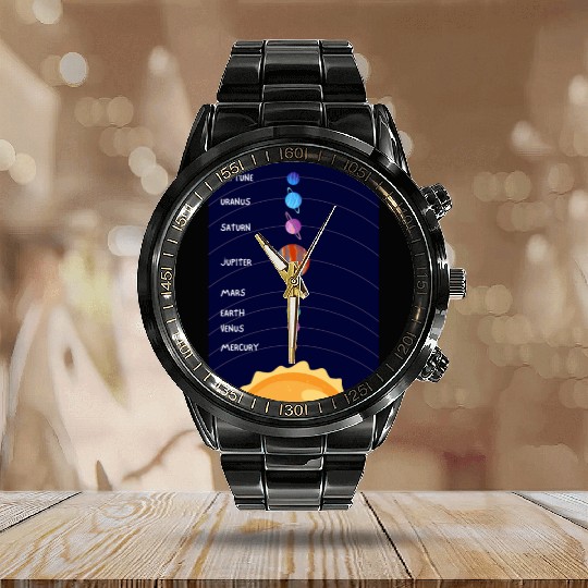 Solar System Calendar Steel Band Watch