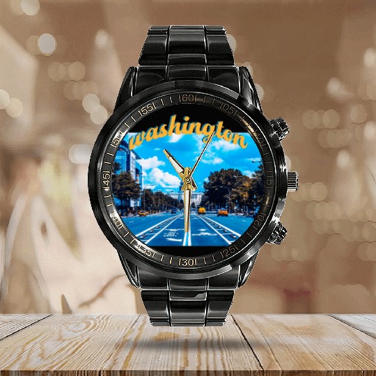 Washington DC Calendar Steel Band Watch