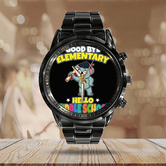 Good Bye Elementary Hello Middle School Graduation Calendar Steel Band Watch