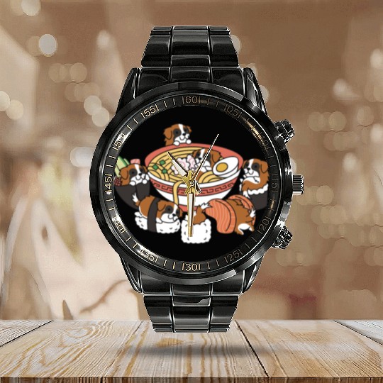 Saint Bernard Ramen Sushi Calendar Steel Band Watch