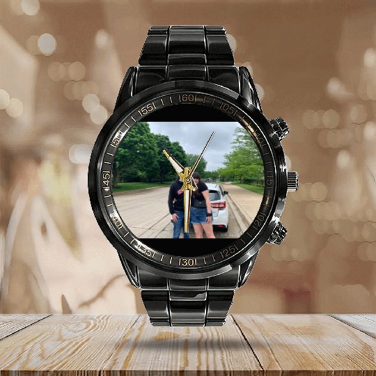 Emily and her boyfriend Calendar Steel Band Watch