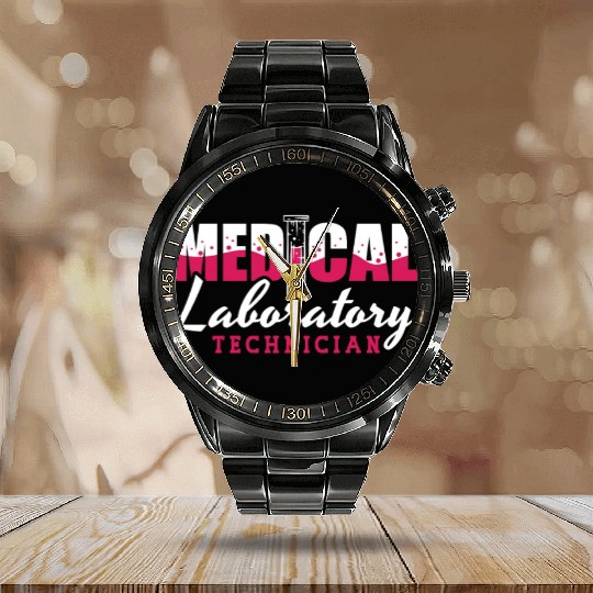 Medical Laboratory Technician Chemist Lab Tech Calendar Steel Band Watch