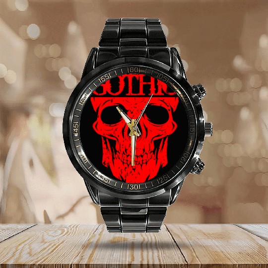 Gothic Skull Calendar Steel Band Watch