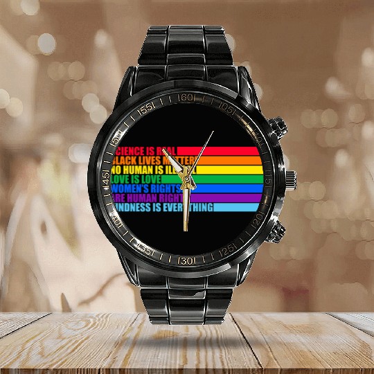 Science Is Real Black Lives Matter Love Is Love Calendar Steel Band Watch