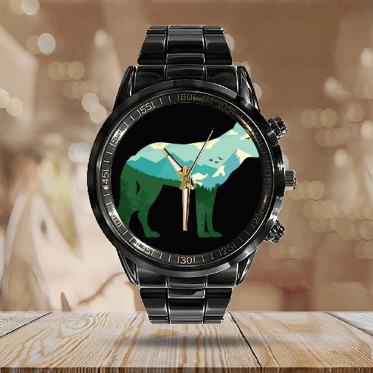 Mountain Wolf Calendar Steel Band Watch