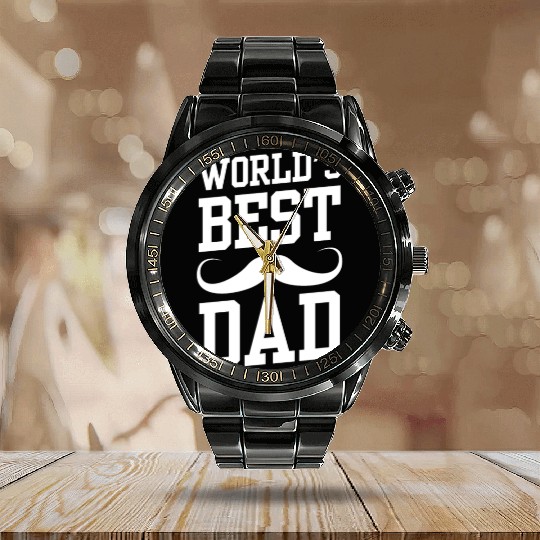World's Best Dad Daddy Father Father's Day Calendar Steel Band Watch
