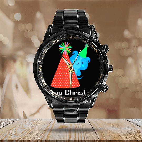 Happy Christmas,beautiful winter design Calendar Steel Band Watch