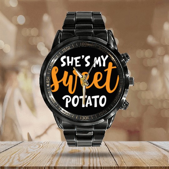 She's My Sweet Potato Funny Matching Mom Daughter Calendar Steel Band Watch