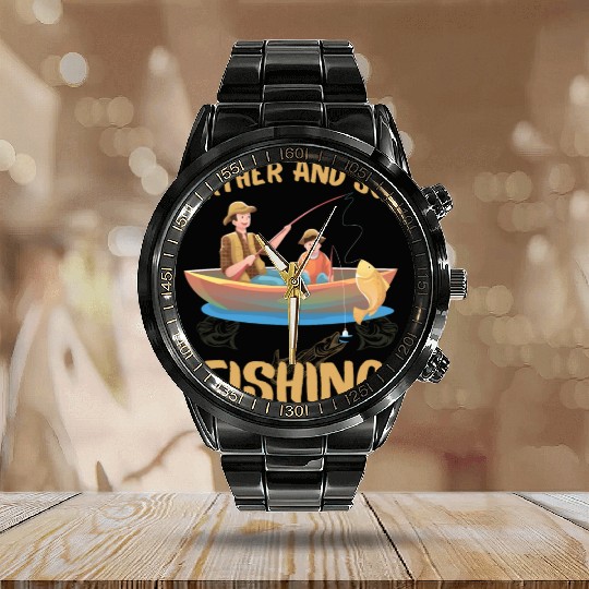 FATHER AND SON FISHING, DAUGTHER, FATHERS DAY Calendar Steel Band Watch