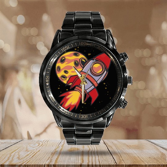 Planet And Rocket Calendar Steel Band Watch