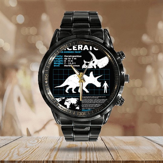 triceratops fact sheet Calendar Steel Band Watch