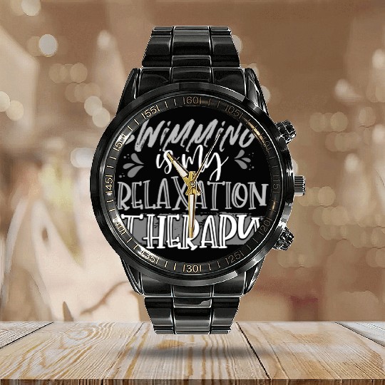 Swimmer Gifts Swimming is My Relaxation Therapy Calendar Steel Band Watch