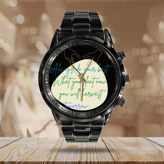 You Plant Now, You Will Harvest Tomorrow Calendar Steel Band Watch