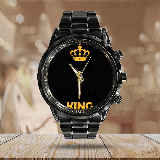 Llama King funny boss Calendar Steel Band Watch