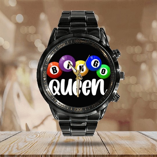 Bingo Queen Bingo Gambling Women's Bingo Player Calendar Steel Band Watch