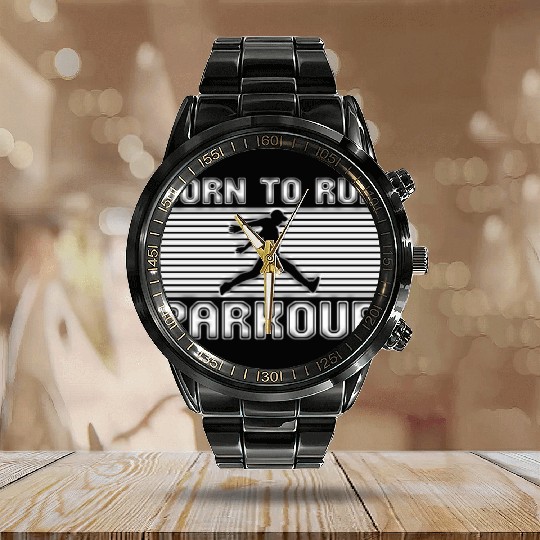 born to run parkour Calendar Steel Band Watch
