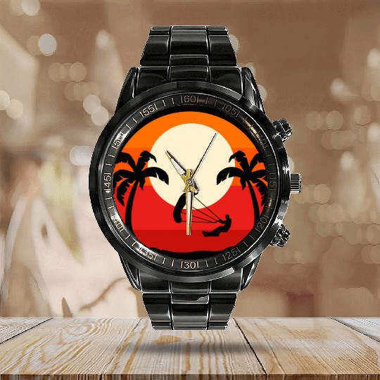 Wakeboard Surfing Adventurous Person Gift Calendar Steel Band Watch