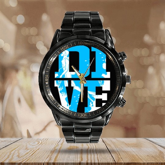 Scuba Diver Dive Scuba Diving Calendar Steel Band Watch