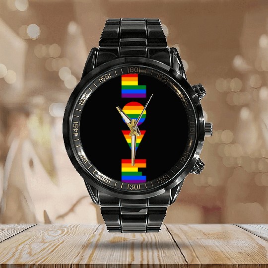 Lgbtq Gay Pride Month Rainbow Love Is Love Calendar Steel Band Watch