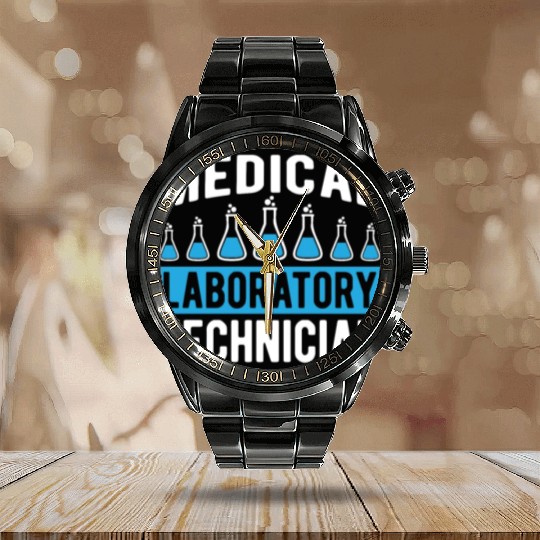 Lab Tech Medical Laboratory Technician Chemist Calendar Steel Band Watch