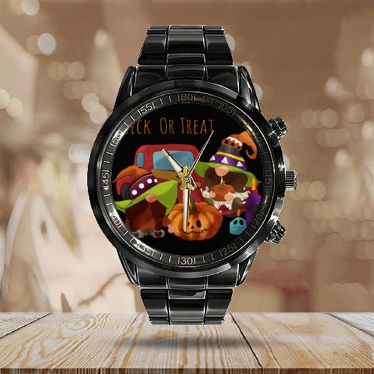 Trick Or Treat Gnomes Calendar Steel Band Watch