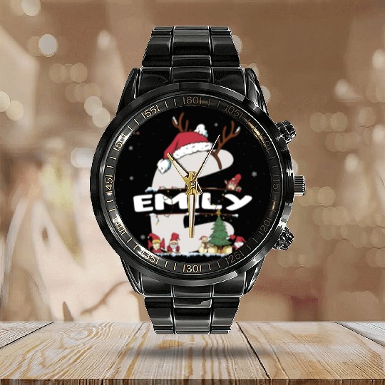Emily Christmas - Emily Name funny Xmas Calendar Steel Band Watch