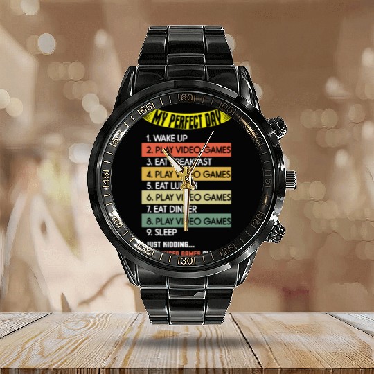 My Perfect Is Play Video Game Day Lover Gaming Calendar Steel Band Watch