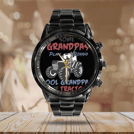 Some Grandpas Play Bingo Cool Grandpas Calendar Steel Band Watch