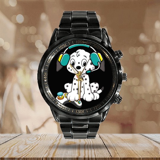 Video Game Player Paw Puppy Breeder Dalmatian Dog Calendar Steel Band Watch