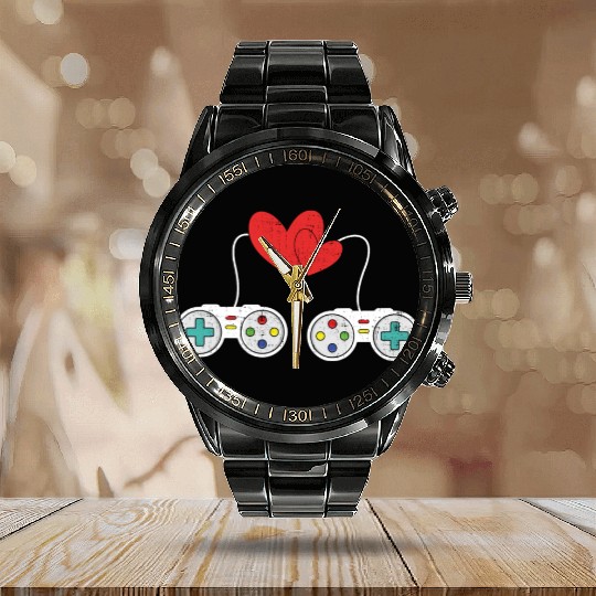 Love Controller Play Video Game Lover Gamer Gaming Calendar Steel Band Watch