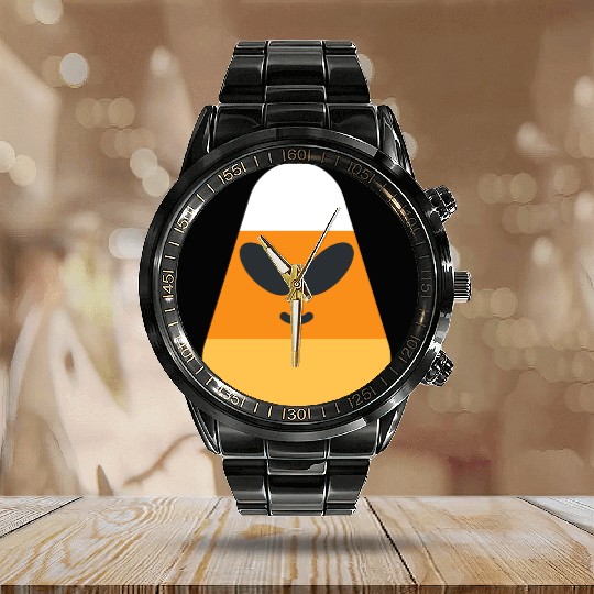 Alien Candy Corn Halloween Costume Calendar Steel Band Watch