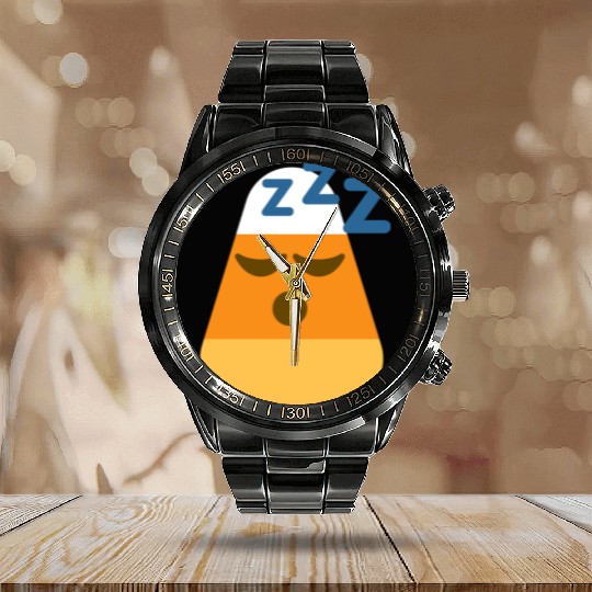 Sleeping Candy Corn Halloween Costume Calendar Steel Band Watch