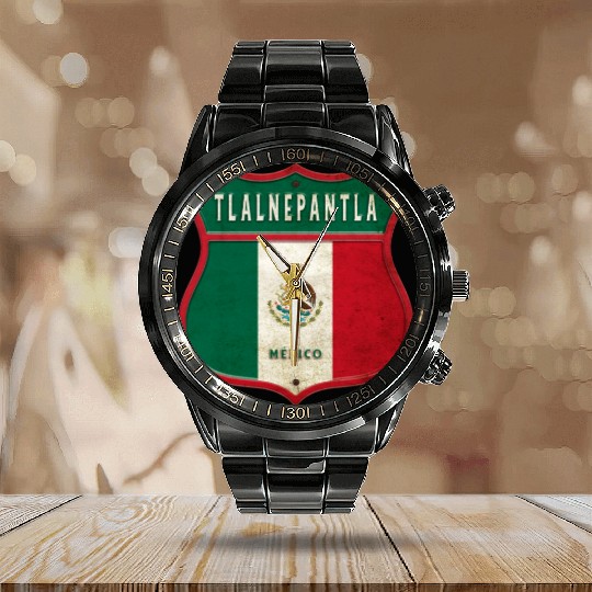 Tlalnepantla Mexico crest design Calendar Steel Band Watch