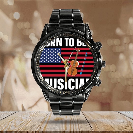Born to be a Musician Calendar Steel Band Watch